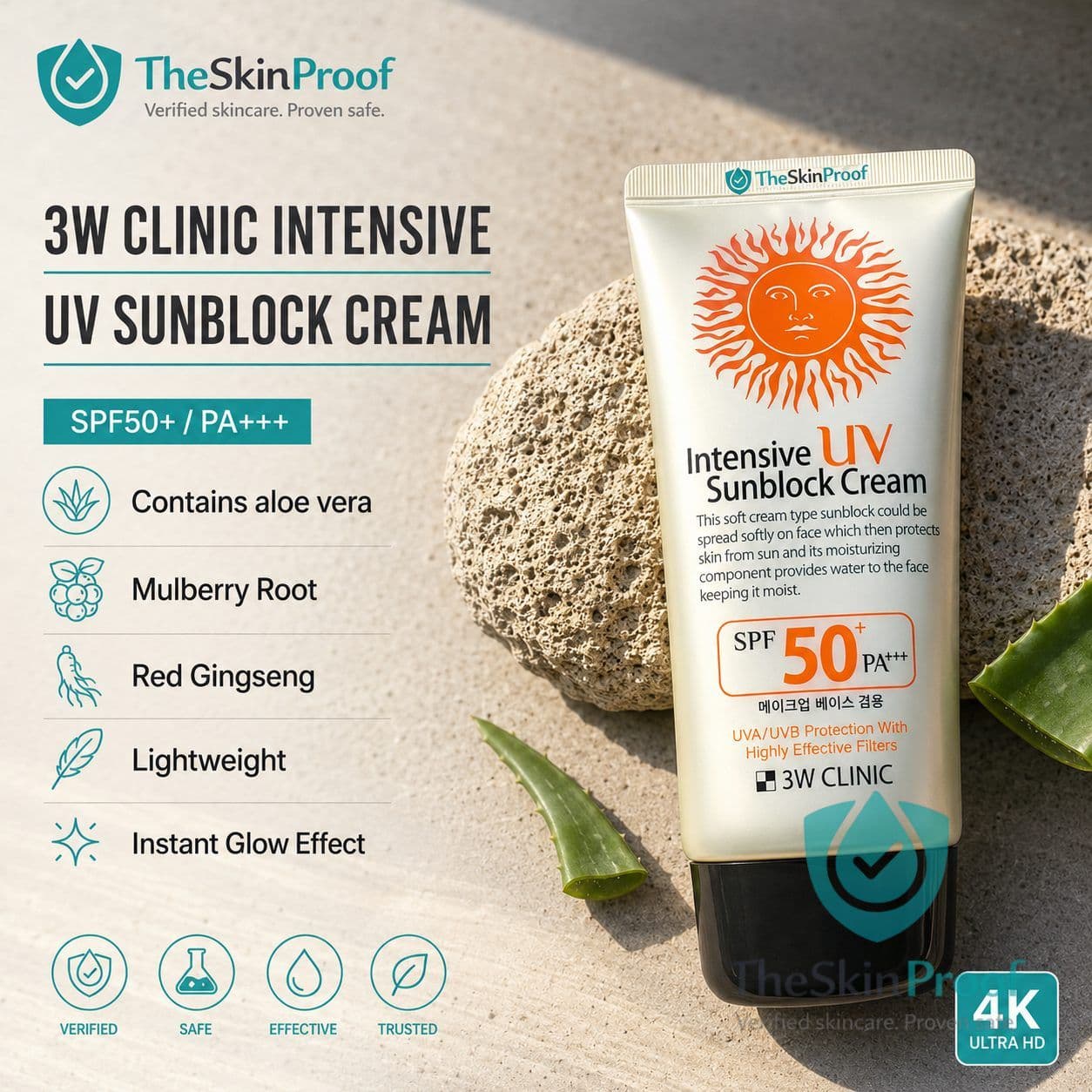 3W Clinic 3W Clinic Intensive UV Sunblock Cream SPF50+ Pa+++